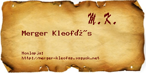 Merger Kleofás névjegykártya